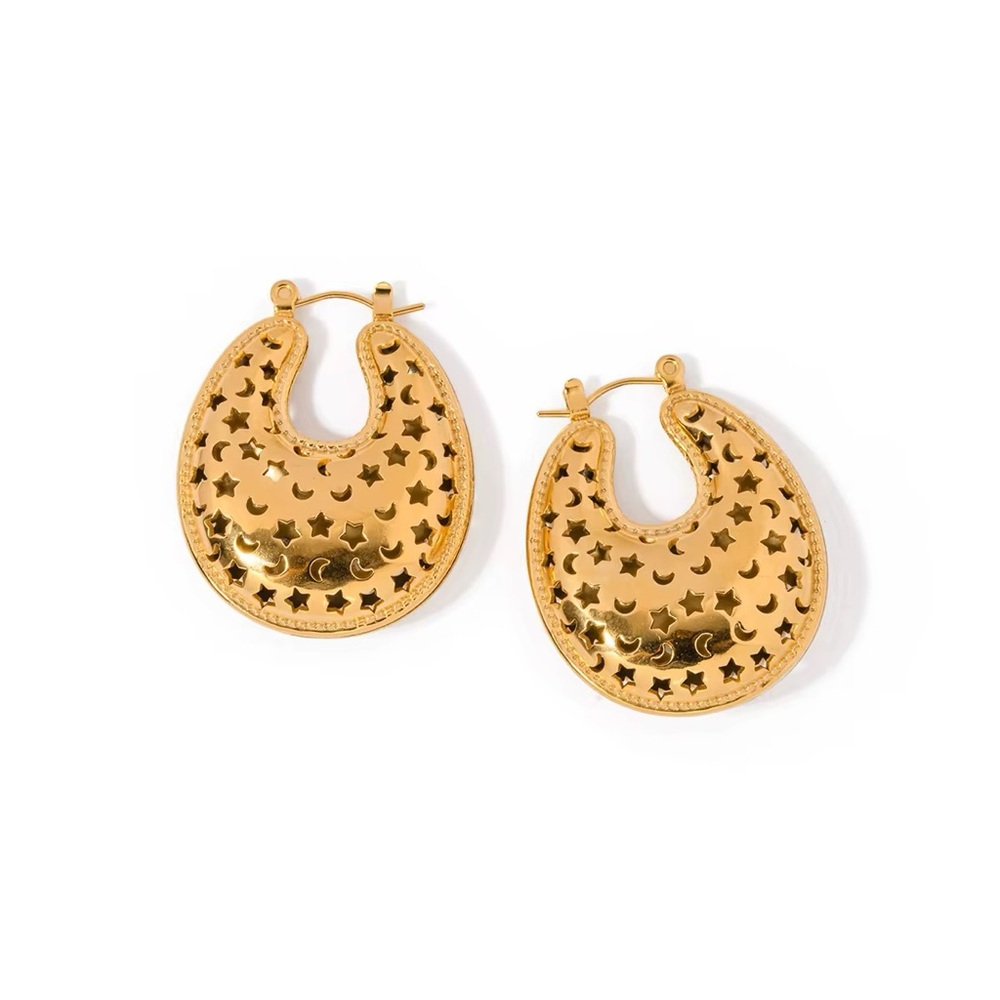 Star & Moon 18K Gold Plated Hoop Earrings